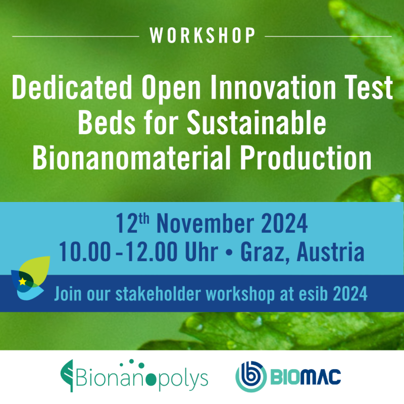 Banner: Workshop Dedicated Open Innovation Test Beds for Sustainable Bionanomaterial Production